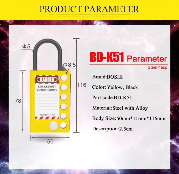 Boozys Products Aluminum Alloy Material Lockout Hasp for 6 Padlocks