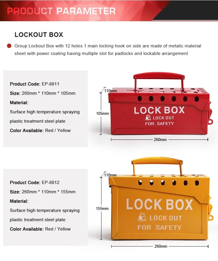 Factory Wholesale High Capacity Safety Metal Group Lockout Box