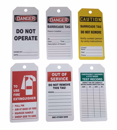 PVC Plastic Lockout Tags Fire Extinguisher Tag with Eyelet Customized