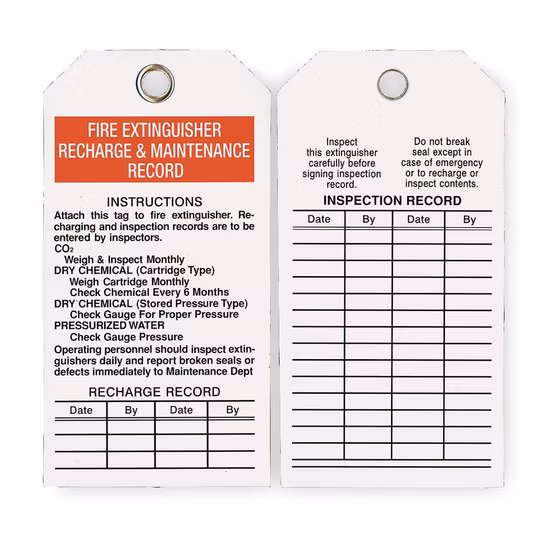 PVC Plastic Lockout Tags Fire Extinguisher Tag with Eyelet Customized
