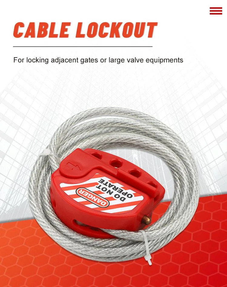 Industrial Device Safety Steel Insulation Wire Cable Lockout Tagout Adjustable Cable Lockout