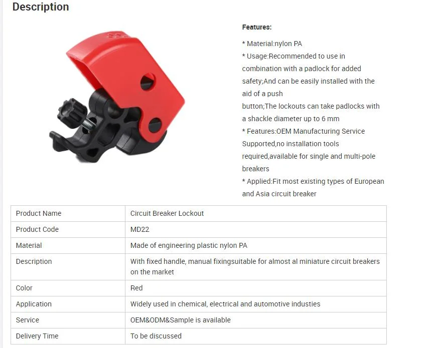 Single Pole Breakers Lockout Tagout Safety Lockout Devices Electrical MCB Mini Circuit Breaker Lockout