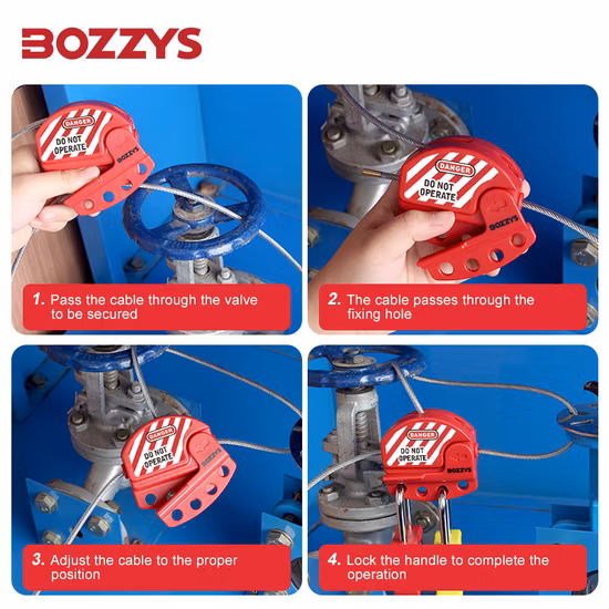 Bloqueio de cabo de segurança Bozzys 6 mm ajustável de nylon PA