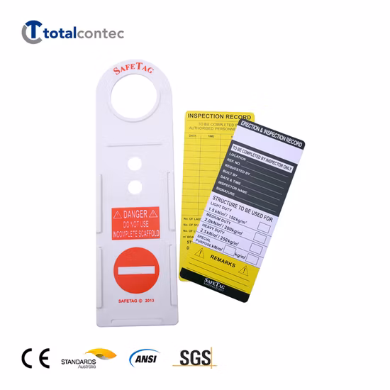 Kits de suporte e cartão de inspeção de advertência de peças de andaime Etiqueta plástica de segurança para andaime para construção